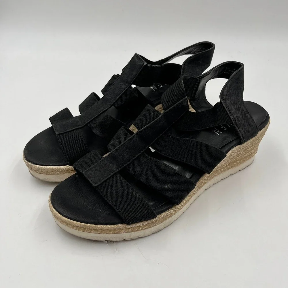 STEVEN‎ Women's Natural Comfort Black Elastic Strappy Wedge Sandals - Size 7